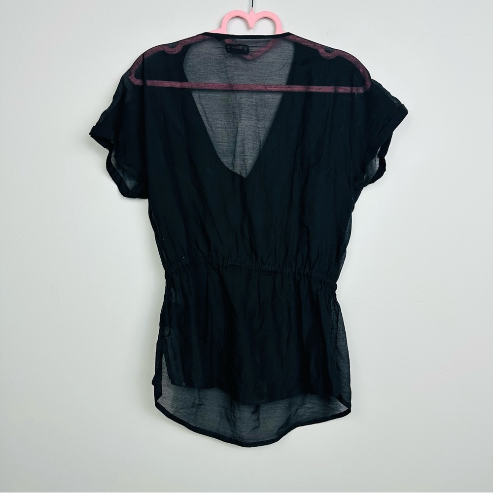 Guess Black Sheer Blouse with Silver Details Size Small - Picture 5 of 9